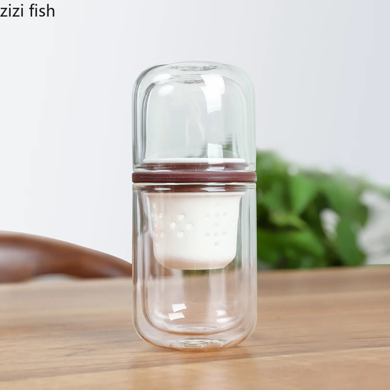  Portable Travel Tea Set Double-layer Glass Anti-scalding Cup Kung Fu Tea Set Filter Flower Tea Teaw - 4000172931866