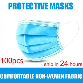 

5-200pcs Mask Disposable Nonwove 3 Layer Ply Filter Mask mouth Face mask filter safe Breathable dustproof masks