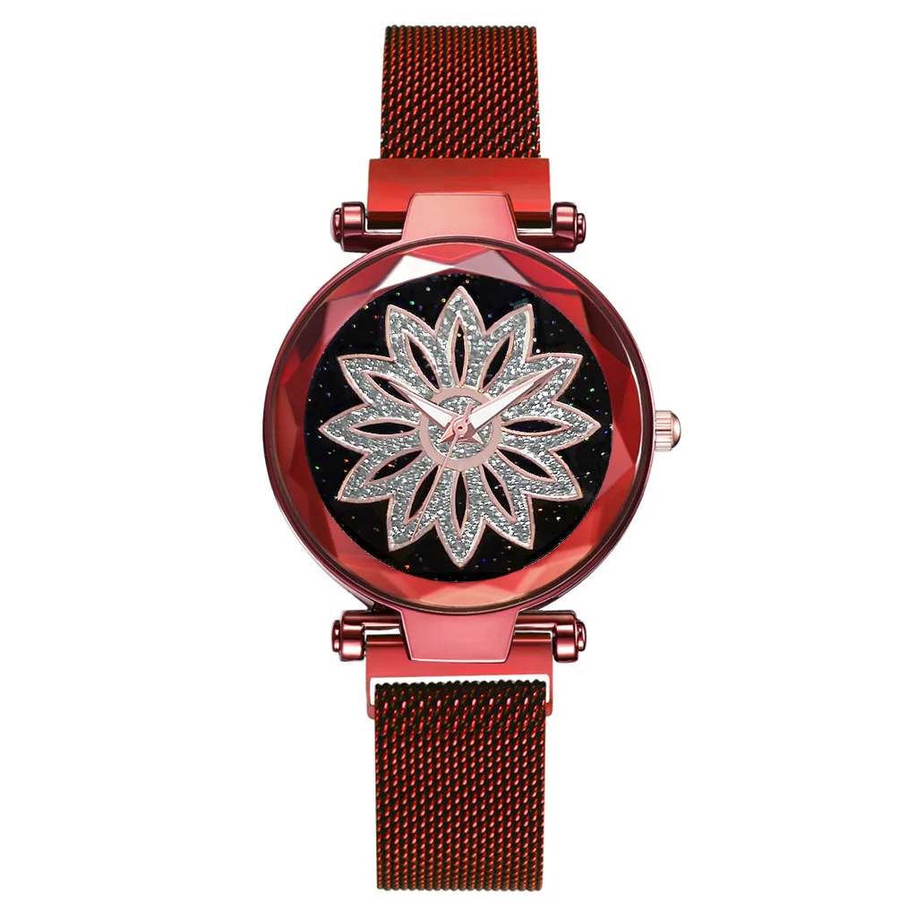

New Style Flowers Print Casual Lazy Milan with Watch Magnet Mesh Belt Quartz WOMEN'S Watch