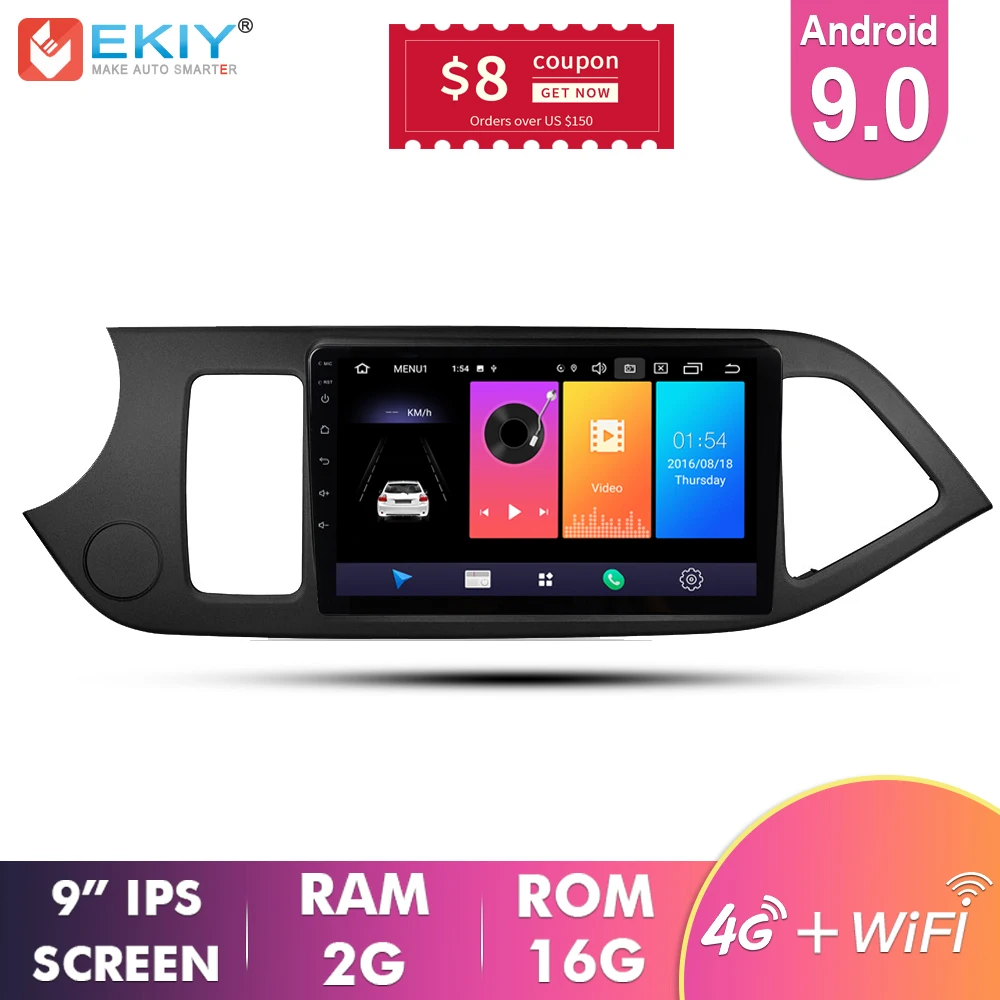EKIY 9'' IPS Android 9.0 Car Radio Multimedia For KIA PICANTO Morning 2011 2012 2013 2014 GPS Navigation Navi Player Auto Stereo EKIY 9'' IPS Android 9.0 Car Radio Multimedia For KIA PICANTO Morning 2011 2012 2013 2014 GPS Navigation Navi Player Auto Stereo
