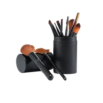 

Makeup Brushes Flat Foundation Blush Eyeliner Eyeshadow Brushes with Holder Professional Makeup Brush Set 12 pcs (Black)