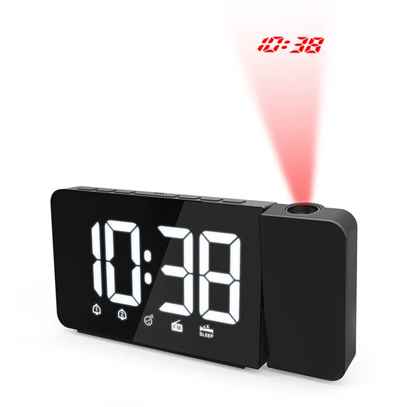 ЖК-дисплей Проекционный светодиодный дисплей Время цифровой Будильник Радио Wake Up проектор Многофункциональный Письменный стол часы