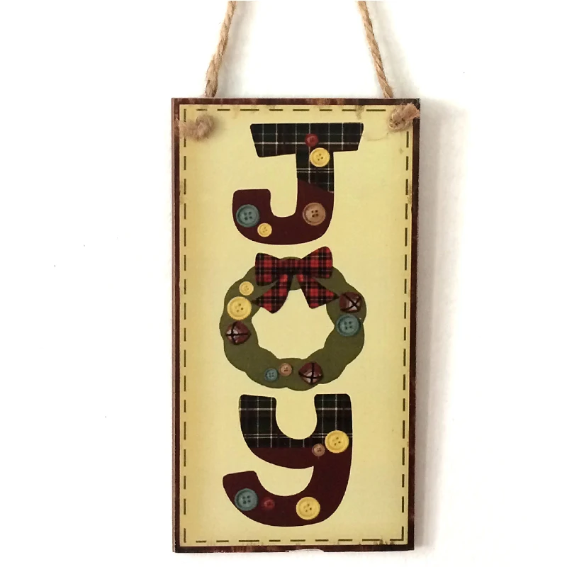 

Wooden Christmas Letter JOY Plaque Wall Doorplate Hanging Board Parties Decoration