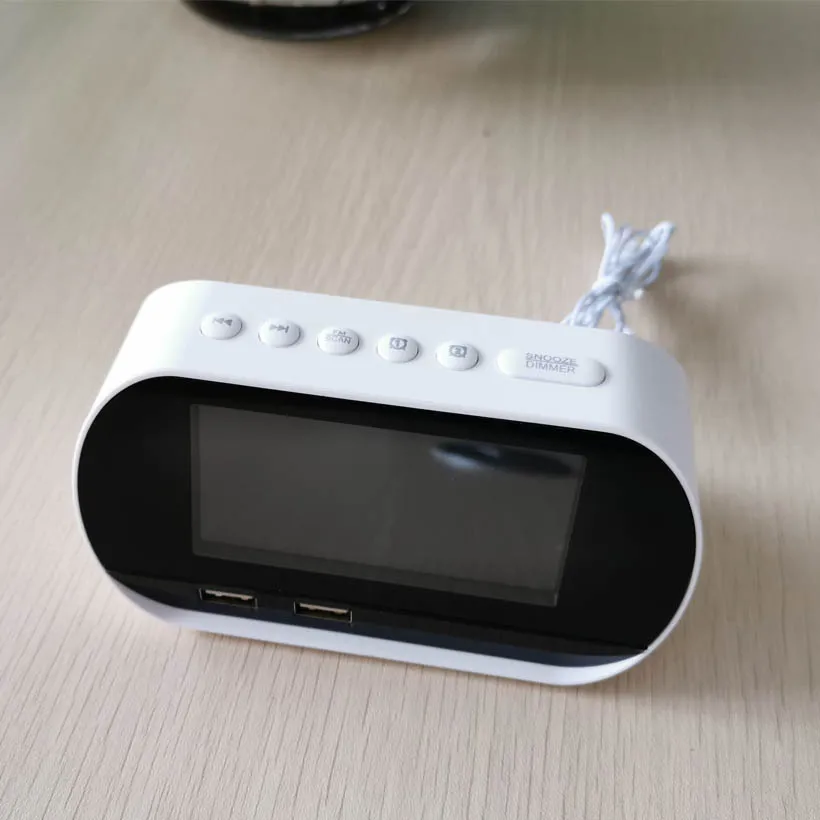 T2 dual USB charging Alarm Clock Speaker with erpetual calendar backlight LED Digital Alarm Clock Home Decra Snooze Table Clock
