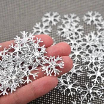 

100/300pc Gold Silver Cloth Artificial snow Christmas Snowflake/Star Confetti Christmas Decoration home decor