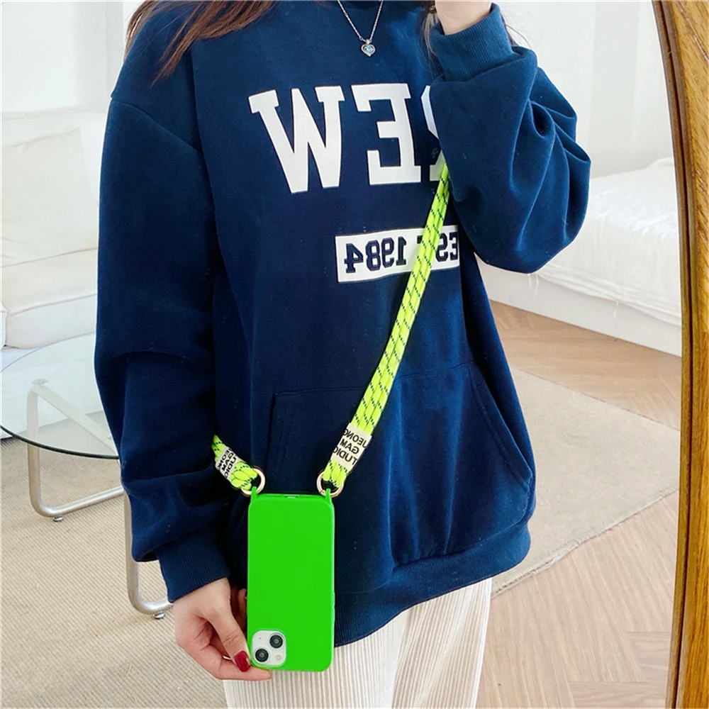 Cordino sportivo alla moda con custodia per telefono per iPhone 16 14 13 15 Pro Max 12 11 XS Mini 7 Corda morbida antiurto Custodia adatta per viaggiare_voghion.com