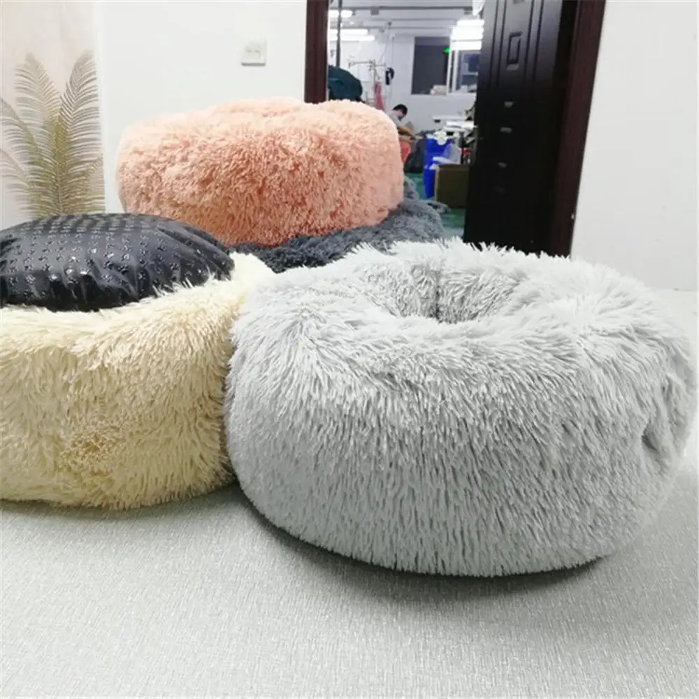  Long Plush Super Soft Pet Bed Kennel Dog Round Cat Winter Warm Sleeping Bag Puppy Cushion Mat Porta