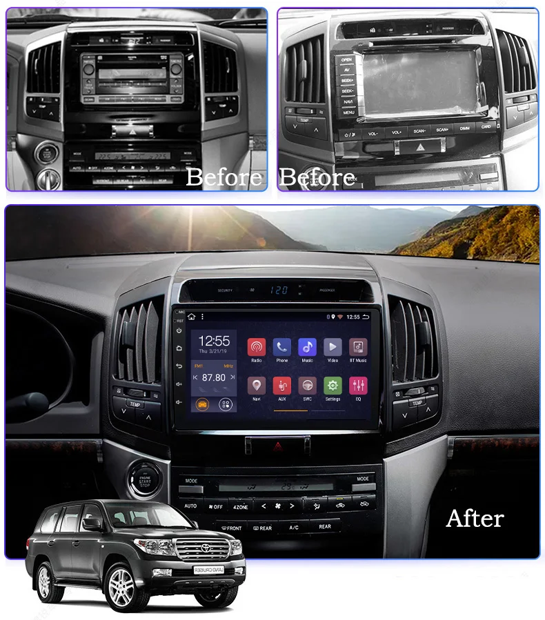 Clearance PX6 4G+64G 9" Android 9.0 Car DVD GPS for Toyota land cruiser 2007-2012 Navigation System Stereo Audio Radio Video Bluetooth 2