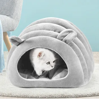 

Semi Closed Detachable Pet Cat Nest Pad Cat Ned Cat Rug Cat Bed House Beds For Small Puppies Warm And Washable In WInter