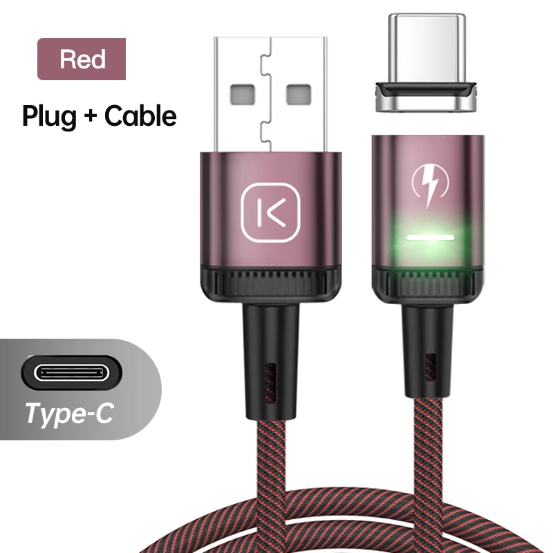 KUULAA LED Magnetic USB Cable 3A Fast Charging Type C Cable Magnet Charger Micro USB Cable Mobile Phone for iPhone 13 12 11 Cord charger type for android Cables