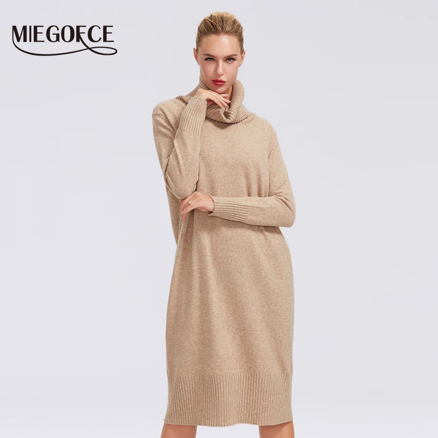 MIEGOFCE 2019 Водолазка Свитера женские зимние однотонное полиэфирное волокно длинный