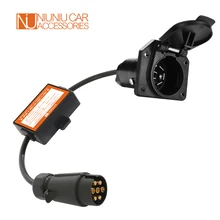 

European Round 7 Pin Plug to American RV 7 Way Socket Trailer Connector Light Cable Converter Adapter Towing Electric Parts