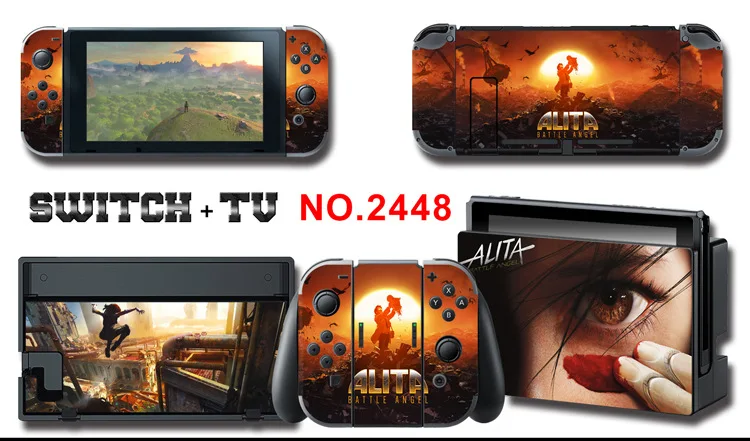 1set New Cute Anime Full Body Sticker for NS Switch Protective Cover Skin Colorful Art for Game Console Joy-Con Controller Decor