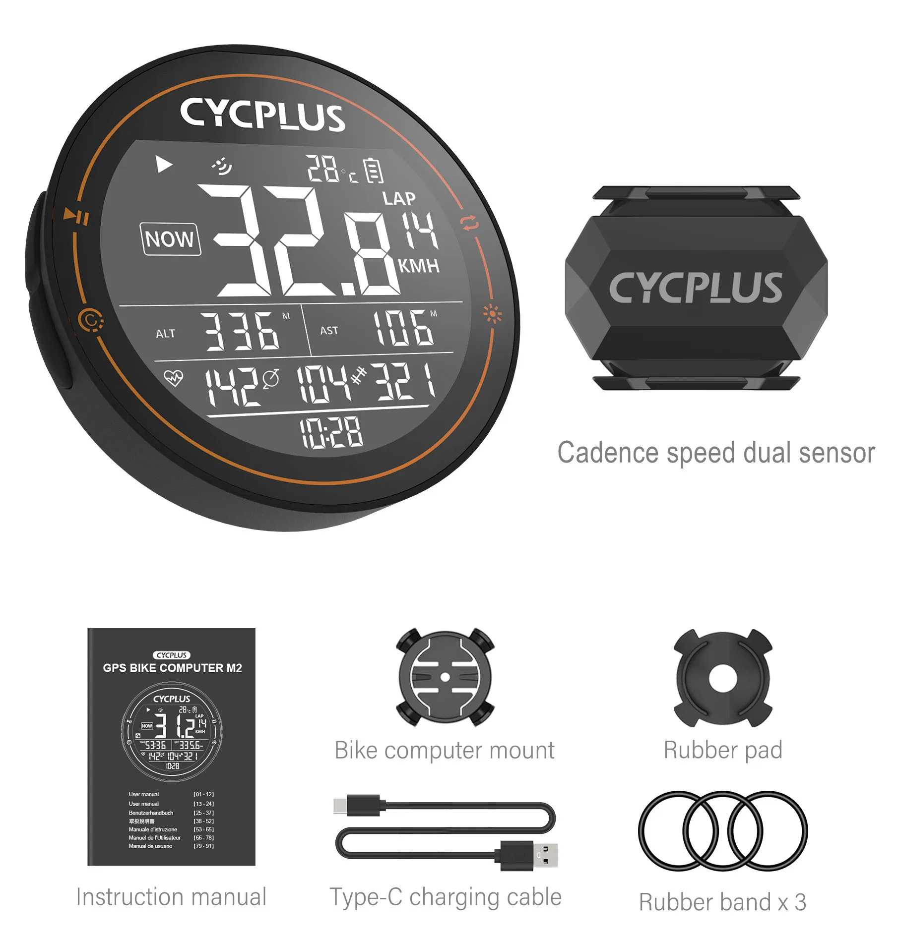 CYCPLUS Bike Computer GPS Wireless, ANT+ Cycling Computer GPS with  Bluetooth, Multifunctional ANT+ Bicycle Computer GPS with 2.9 LCD Screen,  Bike