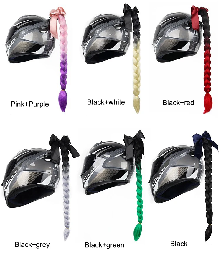 Colorful Helmet Decorations Braid Hair Punk Cockscomb Modeling Motorcycle Helmet Woman Braids Wig Ski Mohawk
