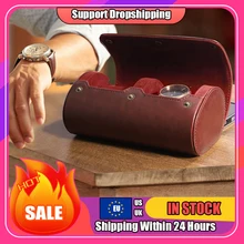 NICERIO Travel Watch Case PU Leather Watch Box 2 Slots Watch Storage Organizer Bracket Holder for Travel Business Trip