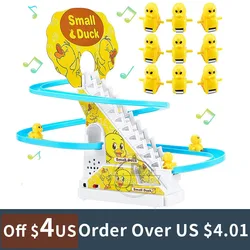 Jouets glissants de canard électrique pour bébés, jouets pour garçons et filles, jouets d'escalade électrique, lumières LED, jouets coulissants musicaux pour enfants 