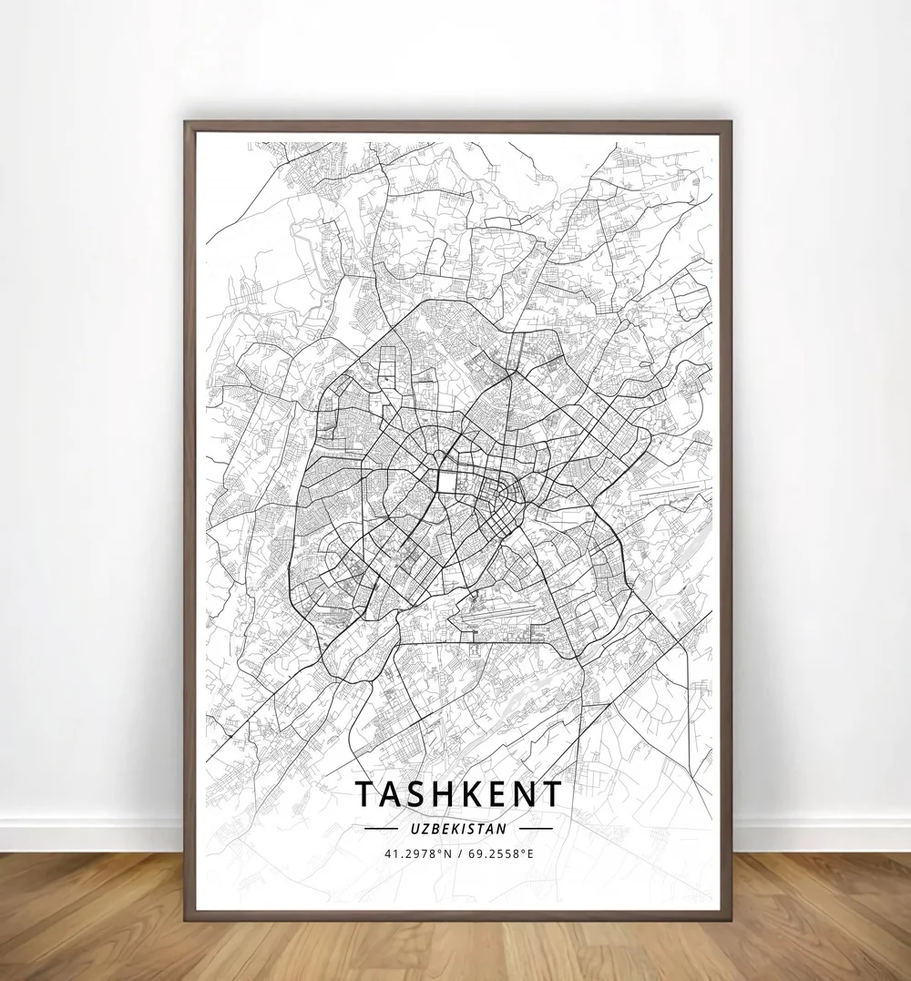 Гданьск, тарноу, Таррагона, Ташкент, Тегеран, Тель-Авив, Гаага, Современная Карта города, печать на холсте домашний декор комнаты плакат