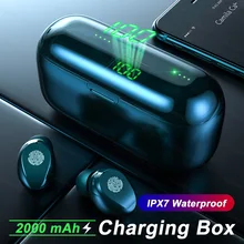 F9 TWS Беспроводная Bluetooth 5,0 батарея для гарнитуры светодиодный дисплей с 2000 мАч power Bank Touch control IPX4 Водонепроницаемая гарнитура-вкладыши