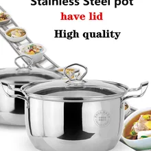 Новая мода из нержавеющей стали 2 в 1 слой кастрюля для приготовления пищи кастрюля газовая, индукционная плита прочные суповые горшки стеклянная крышка