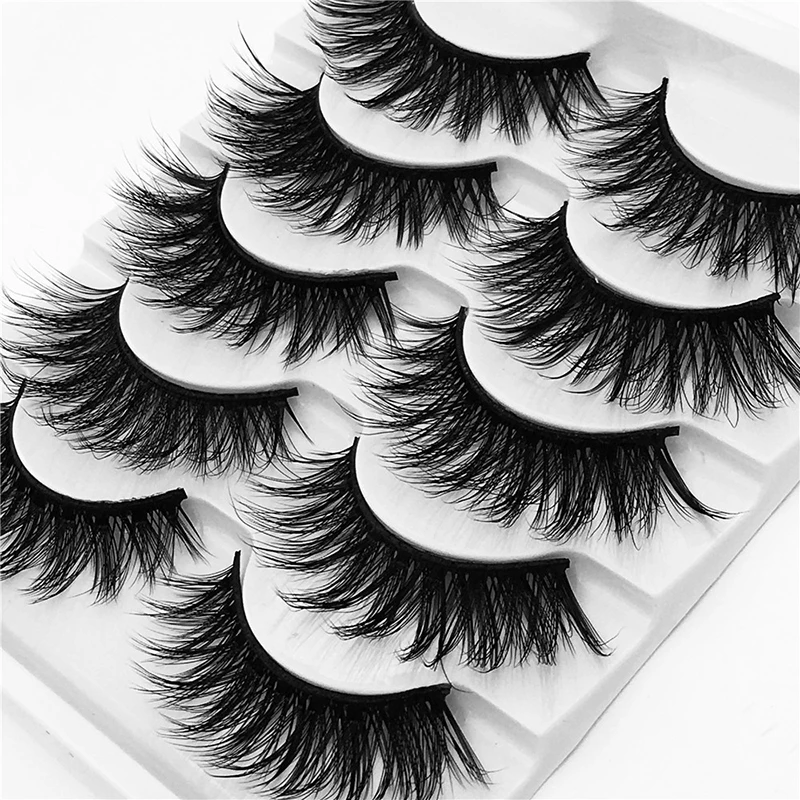 

5 Pairs 3D Mink Eyelashes False Eyelashes Natural Thick Soft Delicate Eyelash Extension Supplies Lash Boxes Packaging