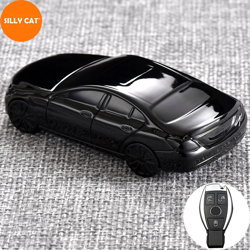 Details about   3 Buttons PU Leather Remote Key Fob Bag Cover Case Fit Mercedes Benz E S 17-20 