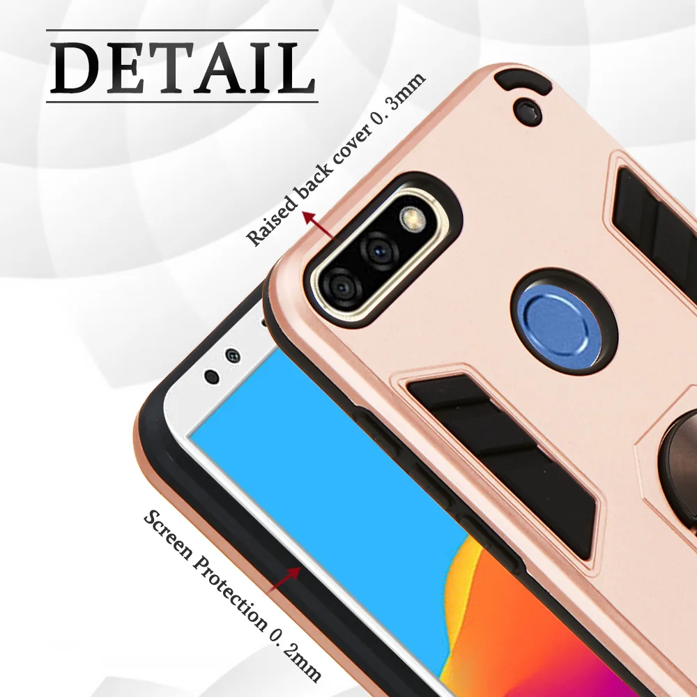 Mobil Dudukan Silikon Case untuk Huawei Kehormatan 7C Telepon Aksesori Csse Huawei Nikmati 8 Nova 2 Lite Y7 Perdana 2018 5.99