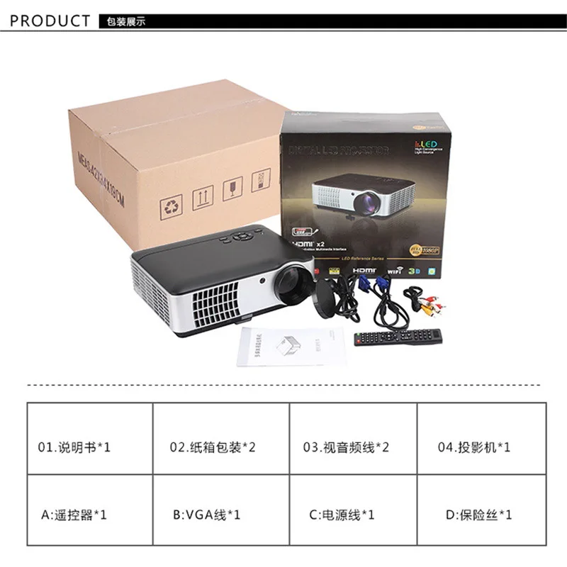 

Business Office Projector 806 Teaching Household LDE Projector 1080P High-definition No Screen Television Movie Projection