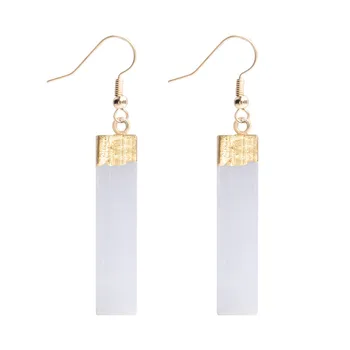 

1 Pair Natural Selenite Stone Gemstones Dangle Drop Earring Simple Fashion Earrings Women Female Jewelry
