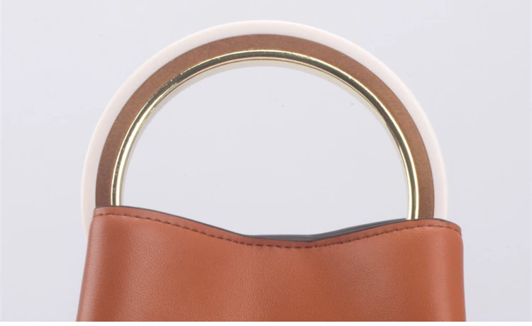 Burminsa 2 шт./компл. маленькая сумка-ведро из натуральной кожи сумки через плечо с круглой ручкой из нержавеющей стали дизайн Сумки высокое качество женские сумки на плечо
