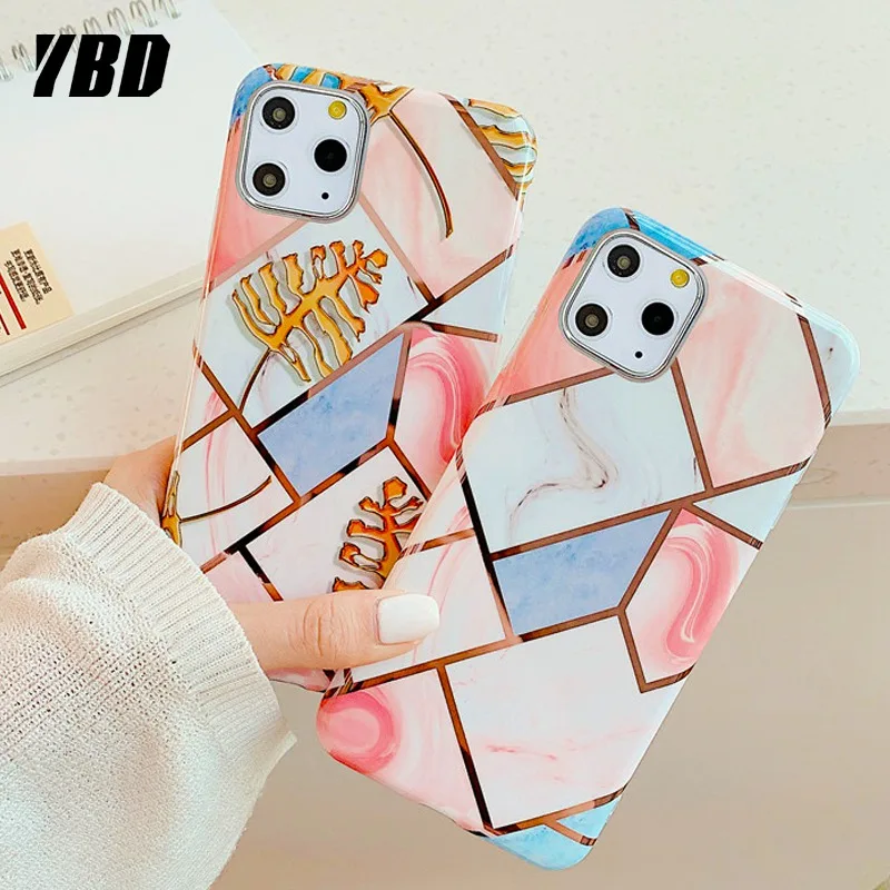 

YBD Geometric Marble Pattern Phone Cases For iPhone 11 pro max Soft TPU Cover Coque Fundas for iPhone XR XS MAX X 6 s 7 8 plus