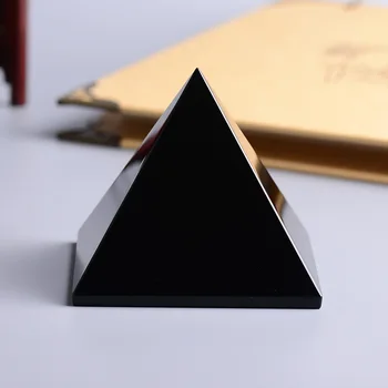 

Natural Obsidian pyramid energy transmitter ornament magnetic field crystal ornament decoration living room car