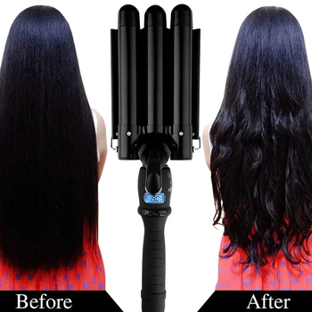 

3 Barrel Hair Curler Waver 32mm 25mm Hair Wand Curling Iron Curly Iron Tongs LCD Display Professional Hair Crimper Irons Styler