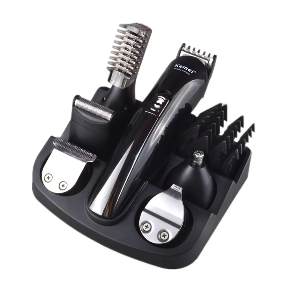  Kemei KM-600 6 in 1 Professional Hair Trimmer Titanium Hair Clipper Electric Shaver Beard For Men C