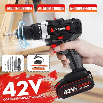 

42V Cordless Impact Drill Driver Li-Ion Battery Electric Screwdriver LED Llight