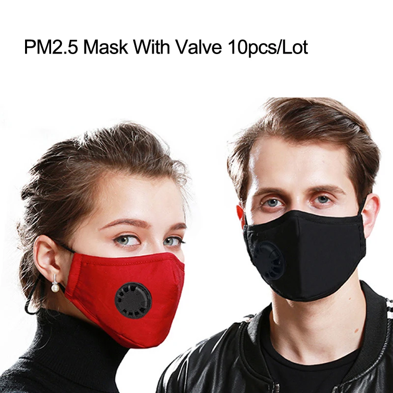 

N95 PM2.5 Face Mask With Valve Mouth Masks Anti Dust Pollution Cotton Activated Carbon Filter Reusable Respirator 10pcs/Lot