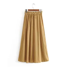 Женская элегантная плотная плиссированная юбка с завязками и эластичной резинкой на талии, плиссированные длинные юбки до щиколотки muje