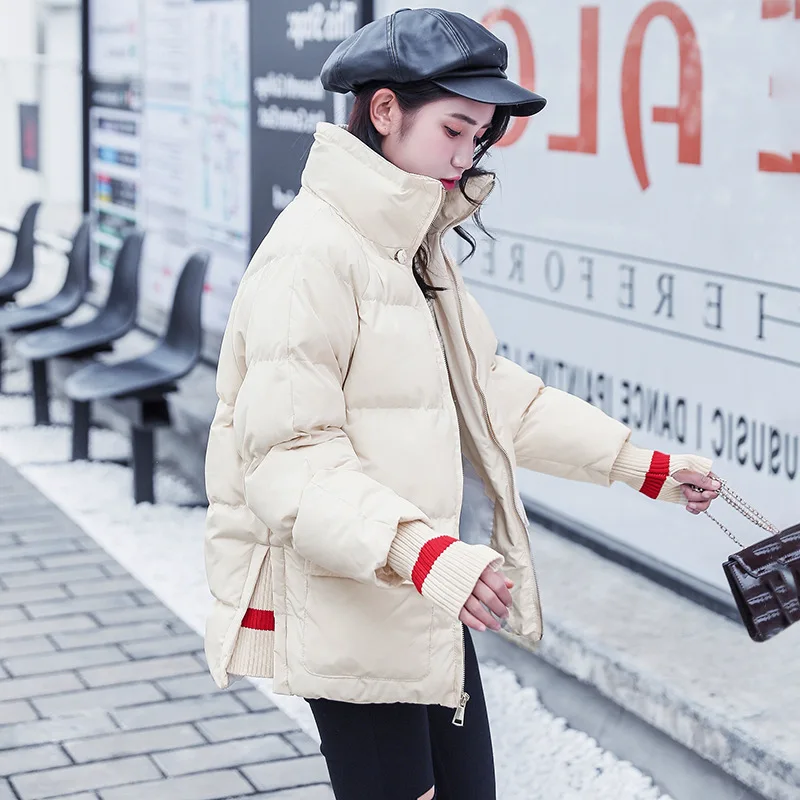 

Down Feather Cotton Overcoat Women's 2019 Winter New Style Mixed Colors Short Thick Non-mainstream down Coat Versatile Loose-Fit