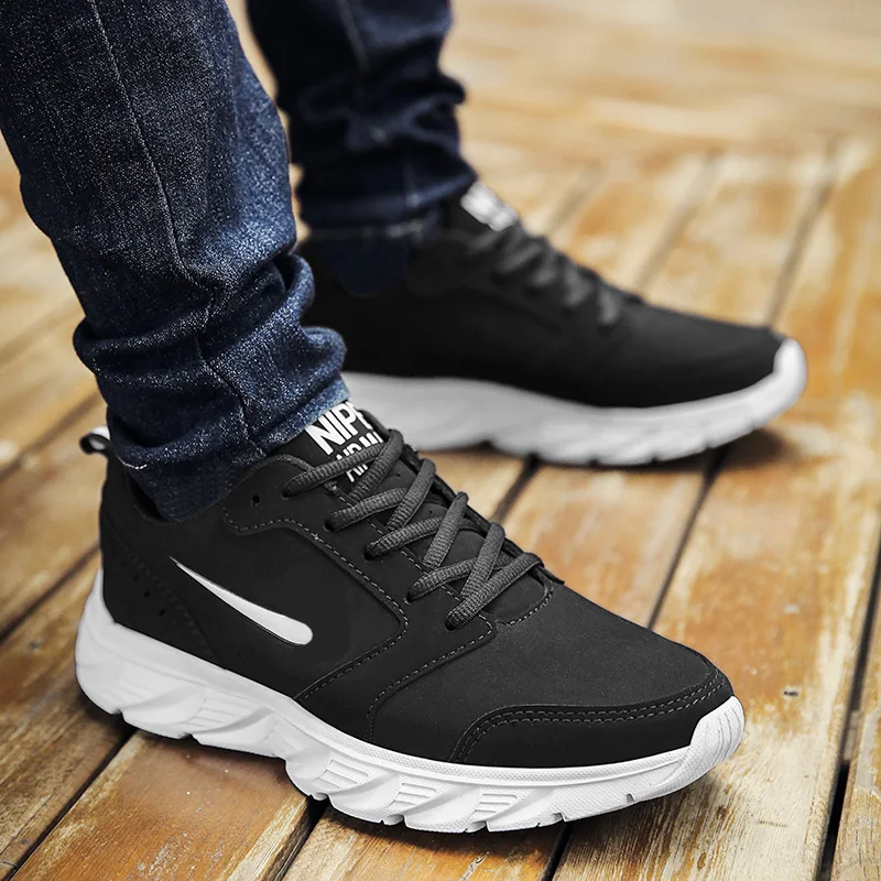 Lightweight PU leather Male sneakers men shoes casual Spring summer Breathable Comfortable Man