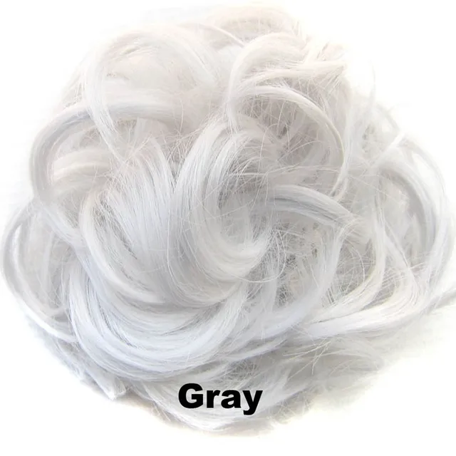 Jeedou Messy Chignon Donut Hair Bun Pad Elastic Hair Rope Rubber Band Synthetic Hairpiece Gary Brown Color Gray