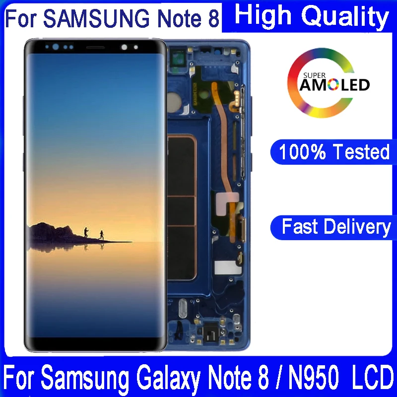 100% Оригинальный Super Amoled для Samsung Galaxy Note8 N950 N9500 N950F N950U с рамкой ЖК дисплей сенсорный