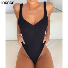 INGAGA, сексуальный, пуш-ап, сдельный купальник, женский, Одноцветный, с высоким вырезом, купальник для женщин, с v-образным вырезом, боди,, летний, монокини, купальник