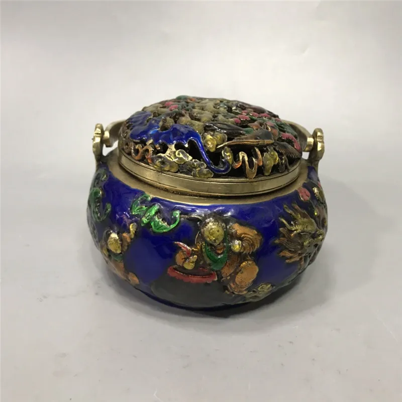 

Home decoration of antique bronze Cloisonne Kirin hand stove