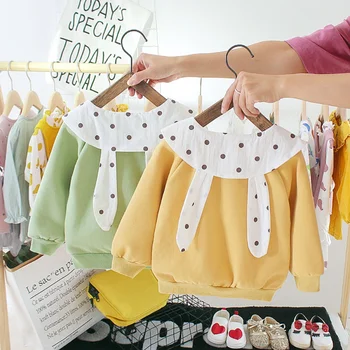 

Baby Girls Sweatshirts Winter Autumn Children Clothing Long Sleeves Casual Lapel Plus Velvet Sweet Tops Kids Shirt Clothes 1-3T