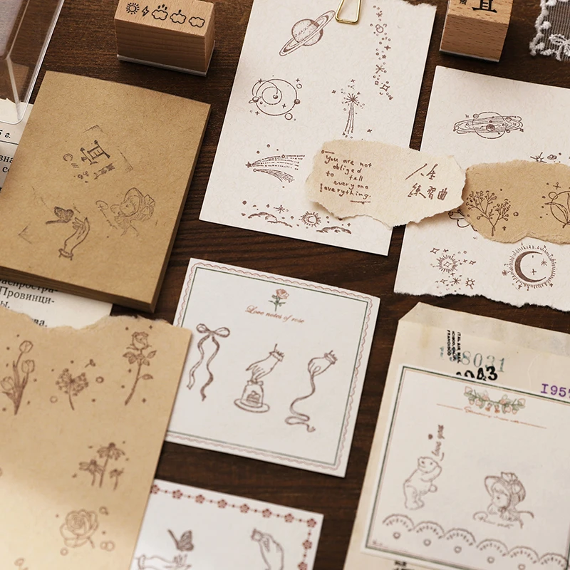Wooden Stamps Chinese Character Number Flower Week