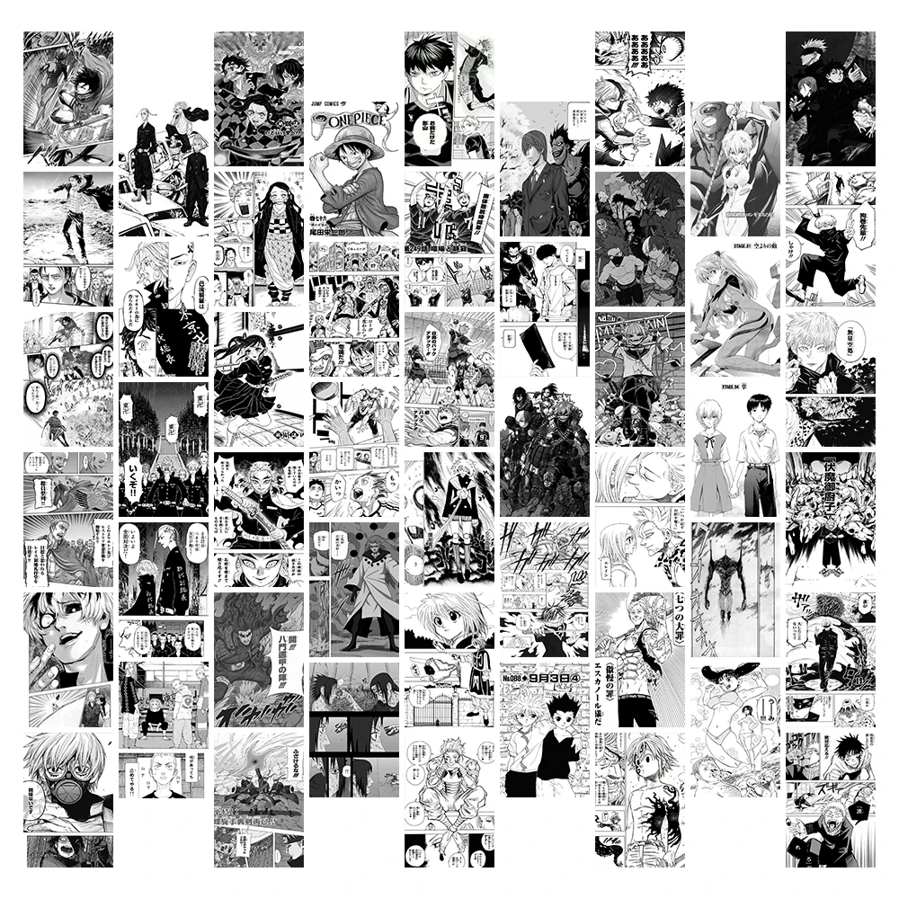 50 Pcs Anime Wand Aufkleber Manga Panel Asthetischen Fur Wand Collage Kit Schwarz Weiss Kunstdruck Poster Karte Bild Weihnachten Geschenke Wandaufkleber Aliexpress