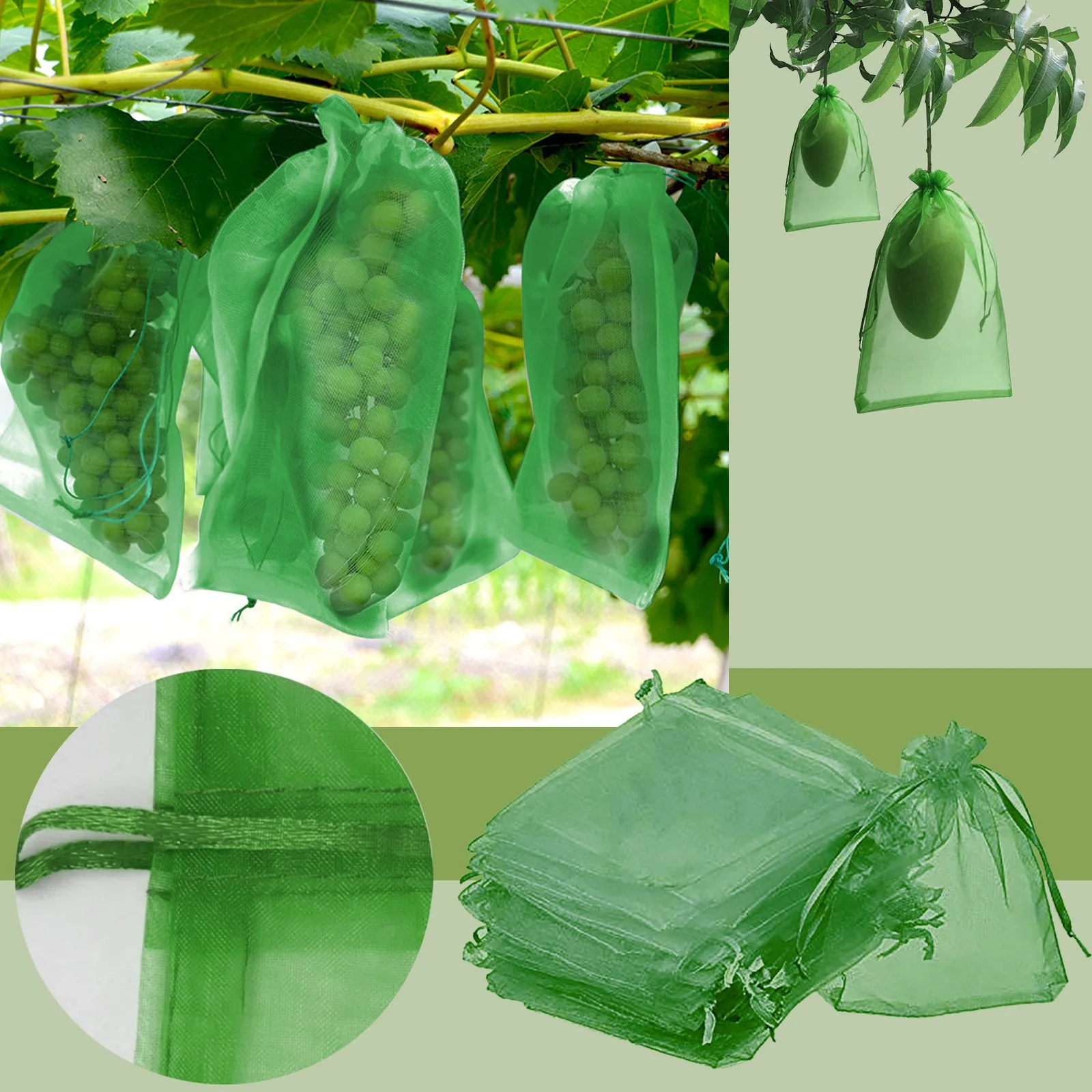 50Pcs Garden Netting Bags Plant Covers Vegetable Grapes Apples Fruit