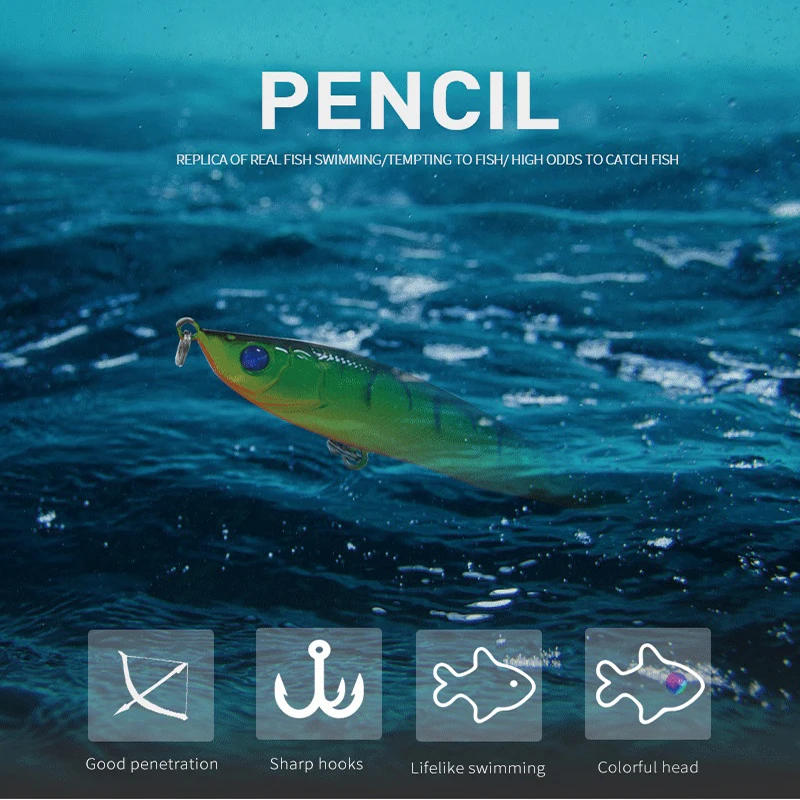 Cat Claw 3D Eyes lure  101P 14g 81mm Long Casting Pencil Stick Bait lure popper Sinking Floating Artificiais Spray Paint Tackle