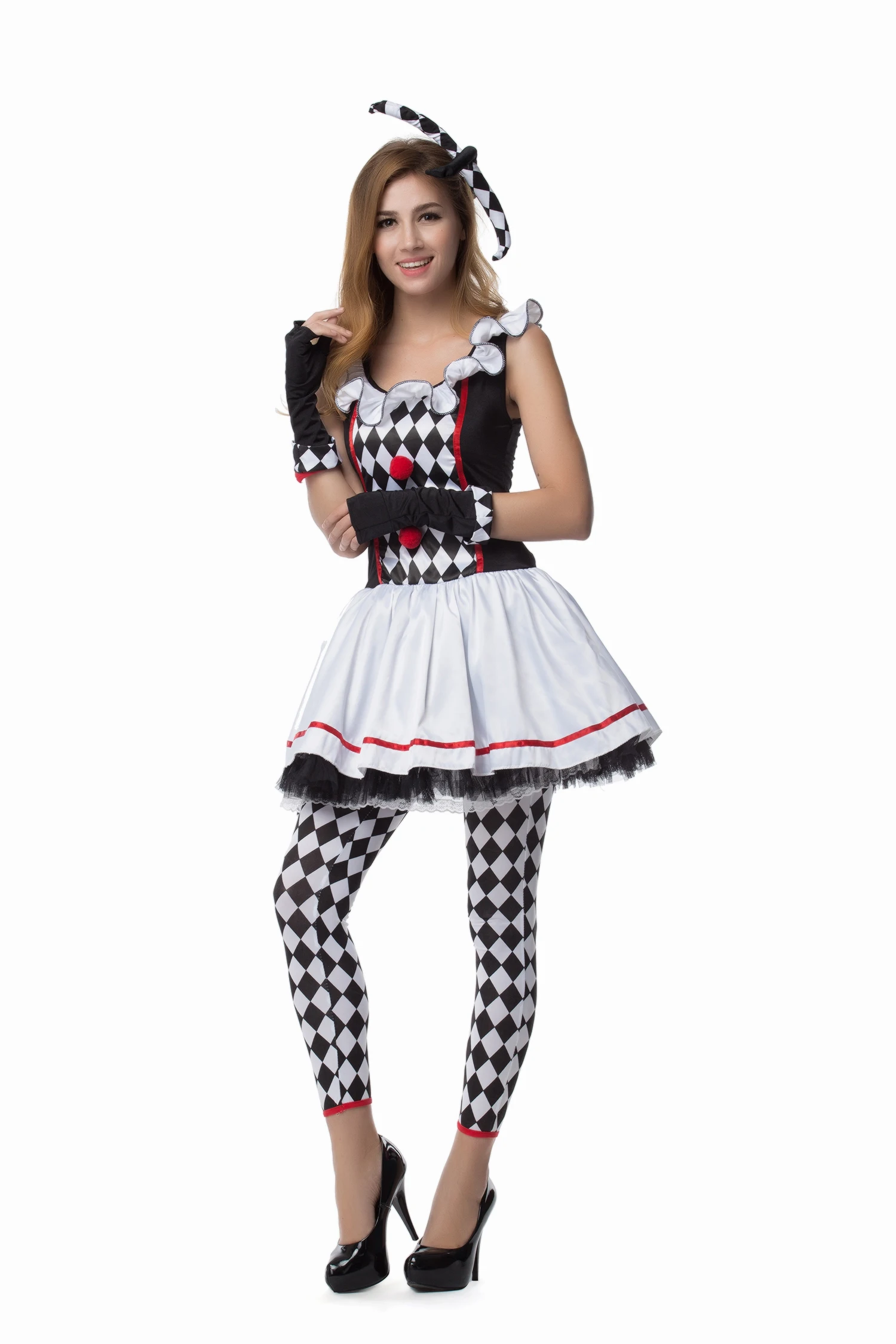 Женский Арлекин шутник, клоун костюм наряд для косплея на Хэллоуин