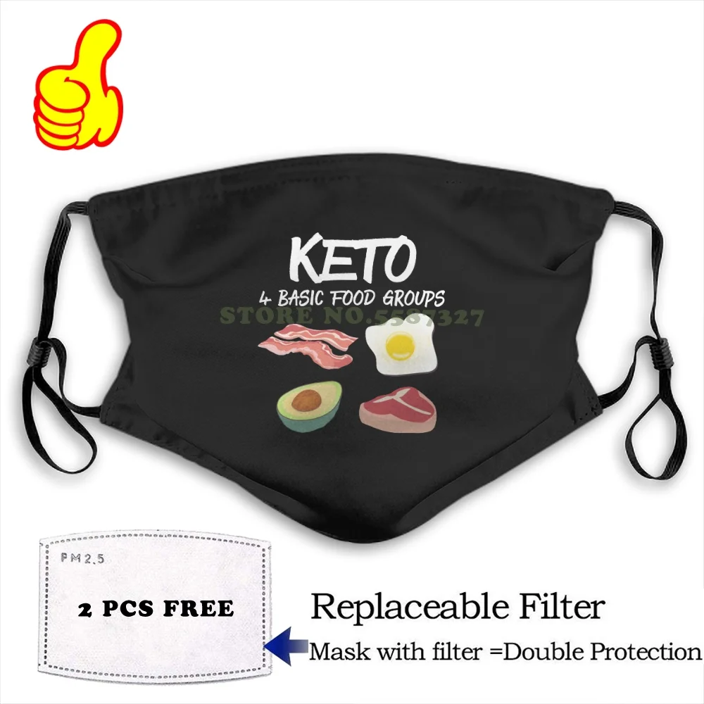 Face Mask Keto Diet Low Carb High Fat 4 Food Group Funny Gift fashion funny design black Reusable Protective Masks Face Mask Keto Diet Low Carb High Fat 4 Food Group Funny Gift fashion funny design black Reusable Protective Masks
